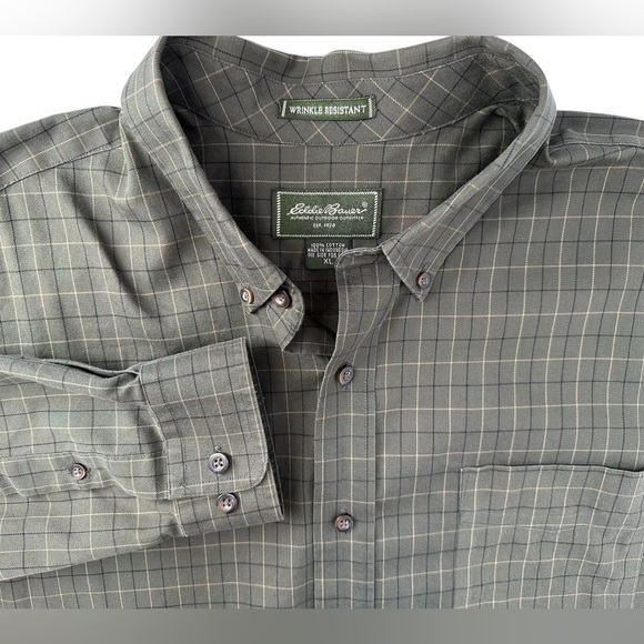 Eddie Bauer Men’s XL Evergreen Plaid Wrinkle Resistant Cotton Button Down Shirt - Picture 1 of 8